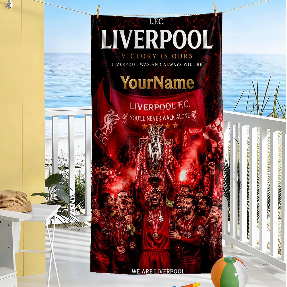 Liverpool Personalisierbares Strandtuch Superweiche Mikrofaser Schnelltrocknendes Gewebe