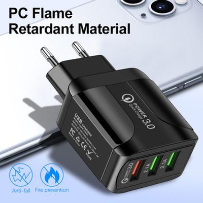 QC3.0 Schnelllade-Handy-Ladegerät 3 USB Smart Europäische Regeln USA. Regeln Britische Regeln 5V9V12V Mehrfach-Mund ReiseLadegerät