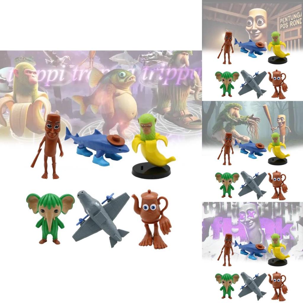 Mythical Shark Stickman Pvc Figurines 6 Models Desktop Decor Collectible Adults