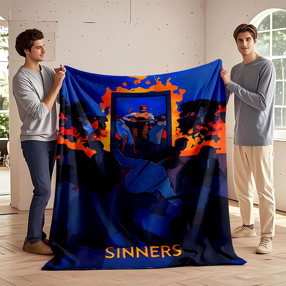 A fiery portal surrounded by dancing figures with vivid colors. for all seasons blanket lunch break throw gift