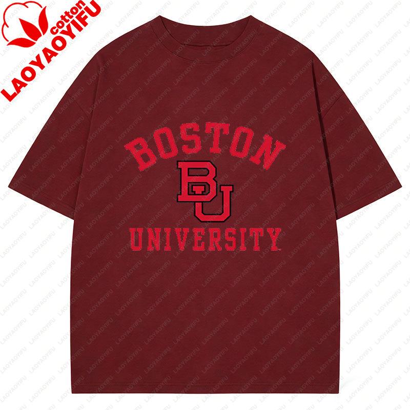 Boston University BU Graphic Unisexs TShirts New Pattern Hot Sale Vintage Clothing Cotton Summer Oversized Camiseta Sports Top