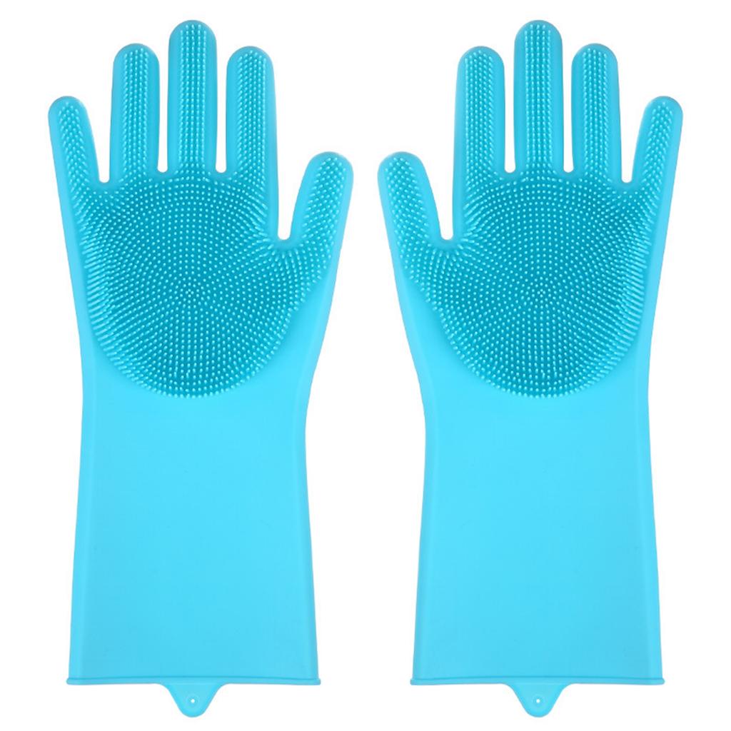 Silicone Gloves with Bristles Waterproof Splashproof Oil Proof Soft Elastic Kitchen Dishwashing Silicone Cleaning Gloves