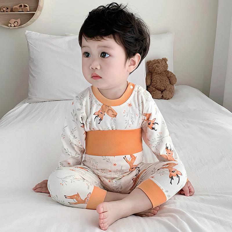 Newborn High Waist Cotton Pajama Set - Belly Protection and Autumn Bottoms