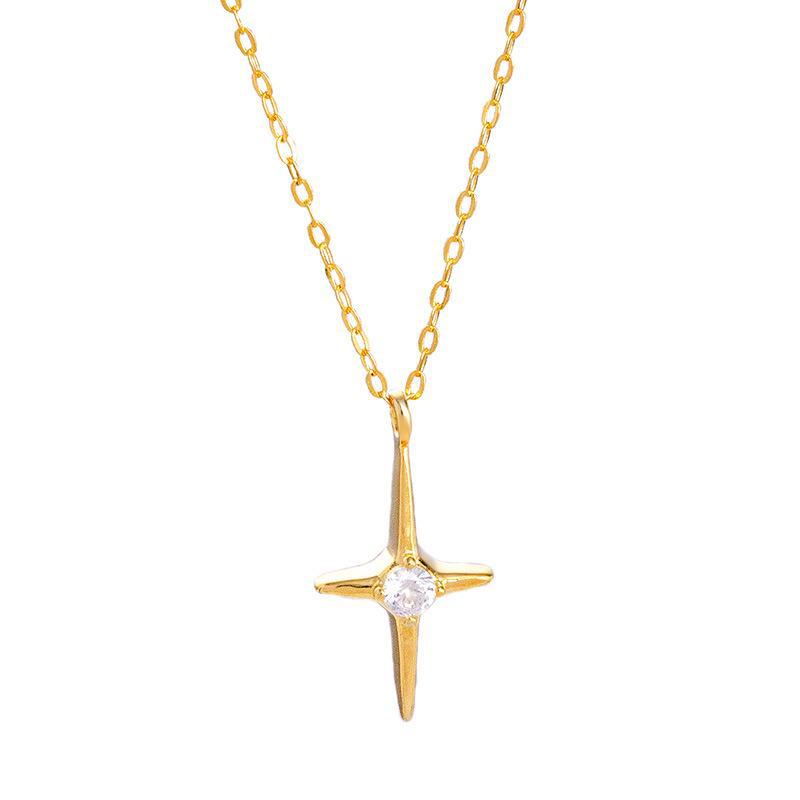 Banyan Tree S925 Silver Minimalist Diamond Cross Women's Fashion Necklace