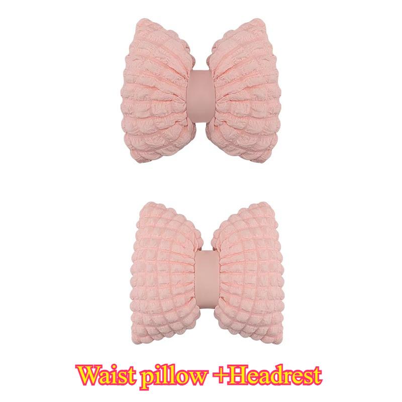 Xiaomi Winter Warm Car Headrest Pillow Pink Plush Soft Lumbar Support Cushion with Bowknot Decoration for Women Girls Car Accessories