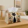 1pc Vintage Folk Design Tissue Box Cover - Cat Floral Beige Pattern Tissue Box Holder, Multi-Functional Tissue Holder for Home And Party Decor, Perfec