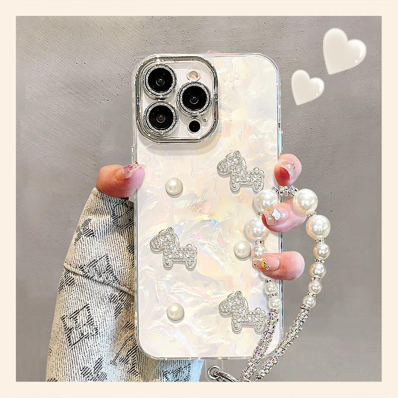 Pearl Pony Applies To 17promax Mobile Phone Case Iphone16 High-end Niche 15 Three-dimensional 14 Simple 13 Women