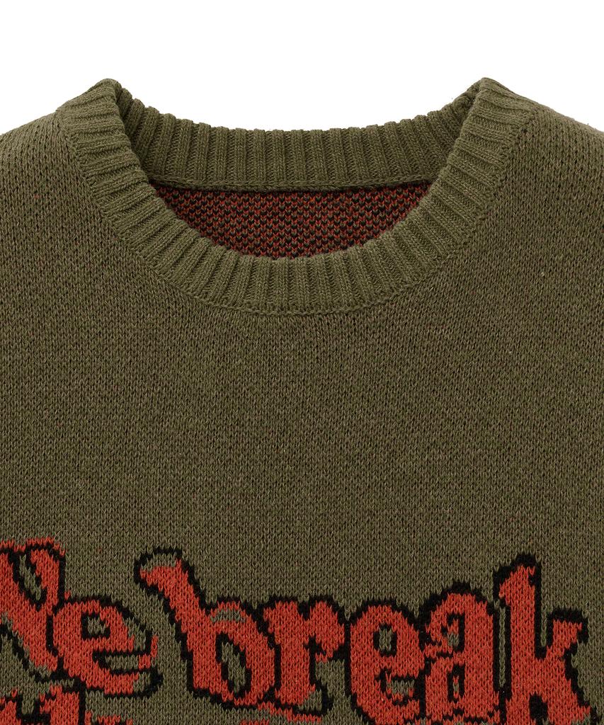 STANDARDERROR 87-Stan191 Art Lettering Oversized Jacquard Knit Khaki