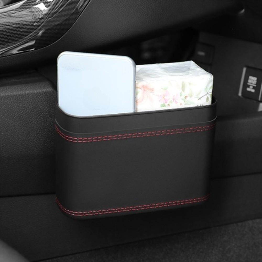 PU Leather Car Press-down Storage Box Waterproof Hanging Storage Bin Vehicle Trash Can  Car Storage