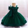New Children's One-Shoulder Pearl Embroidered Princess Dress for Summer
