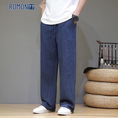 Men's Linen Blend Loose Straight Casual Pants
