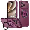 Case for iPhone 18 Pro Max, Soft Silicone and Hard PC with Rotating Stand - Burgundy