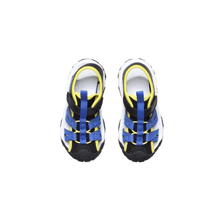 Li Ning Kids Sports Lifestyle Series Velcro Closed Toe Flat Hollow Breathable Sandals Kids Sandals Black Blue Yellow YKKR028-3