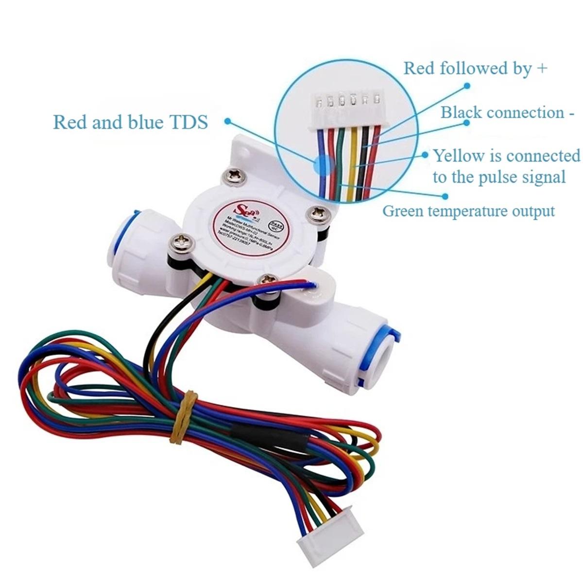 

1/4 / 3/8 Hall Flowmeter TDS / Temperature / Flow Three-in-one Multi-function Sensor MH-02-3-8