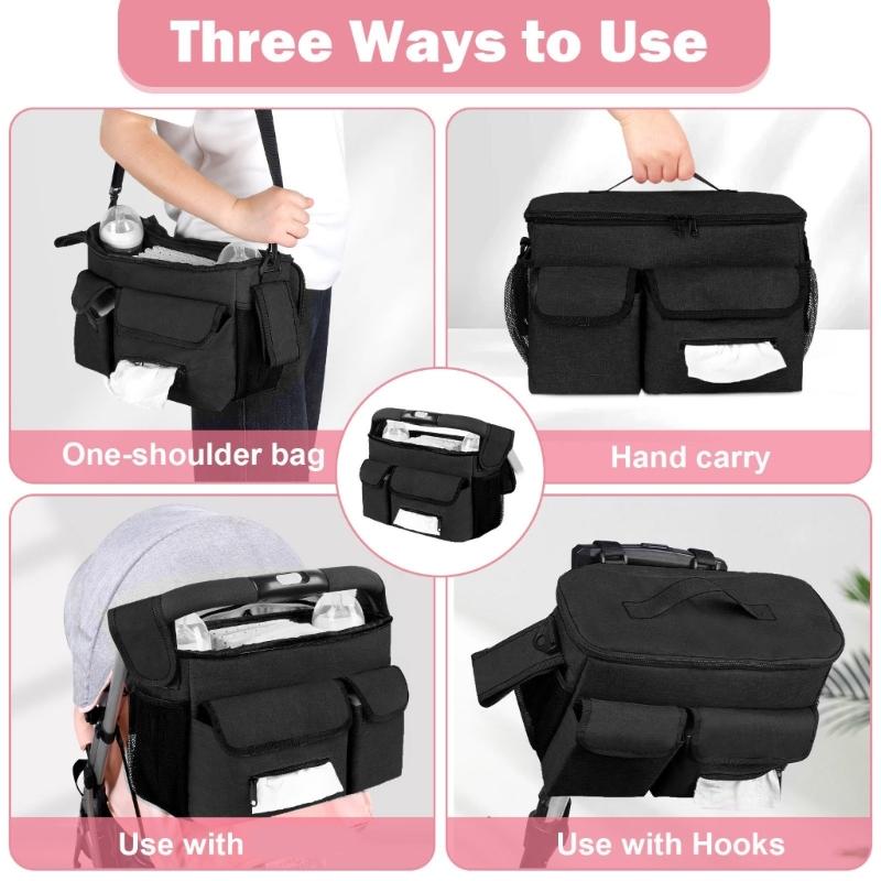 Lightweight Hanging Storage Bag for Strollers Reinforced Stitching Design Portable Compact Baby Pram Cart Accessory