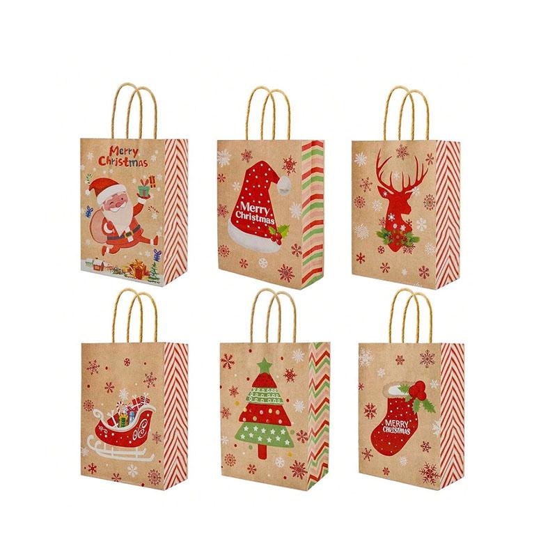 Paper Gift Bags Santa Claus Candy Cookie Packing Bags Festive Gift Wrapping for Navidad Decoration and Christmas Party Supplies