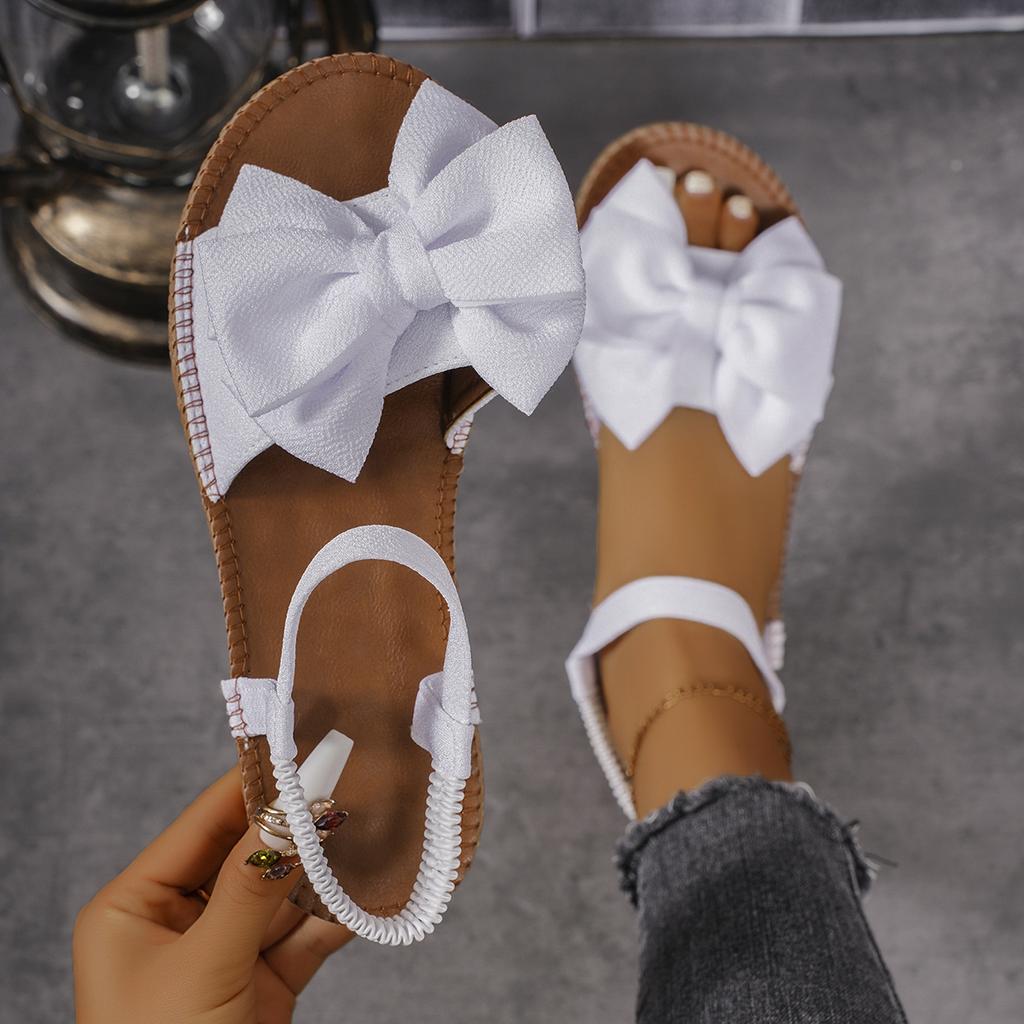Fashion Women Sandals 2025 New Summer Fashion Beach Casual Slippers Outdoor Bow Tie Flat Shoes Home Lightweight Sandals Slides Women
