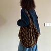 Vintage Karomuster Große Kapazität Trendiger Lässiger Tragetaschen-Rucksack Vielseitige Handtasche Übergroße Canvas Achseltasche Schottischer Stil