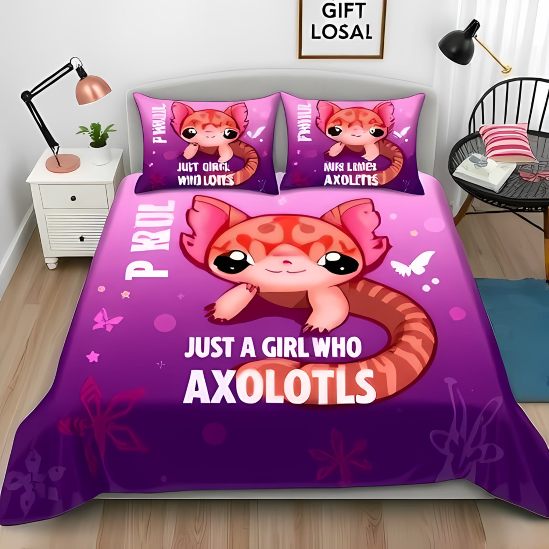 

Kawai Axolotl Soft Duvet Cover Ful for Children Kids Young Boys Young Girls Rom Decor,Pink Lovely Carton Animal Beding Set Sea Coral Shel Soft Warm 120*200cm Single