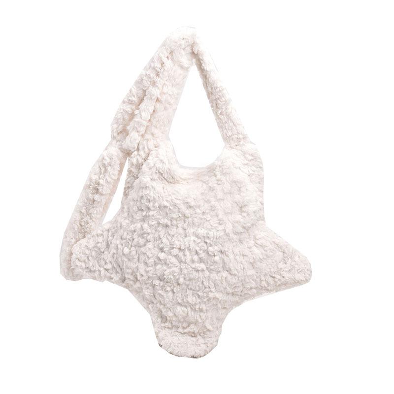 Geantă de umăr versatilă cu stele și Japonia și Coreea, geantă de pluș drăguță pentru femei, geantă de umăr cu capacitate mare