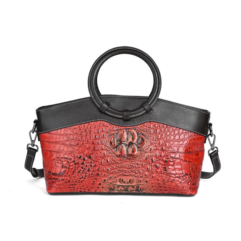 

Роскошные сумки Johnature, женские сумки, дизайнерские сумки из натуральной кожи, винтажные сумки на плечо из натуральной яловой кожи с тиснением под крокодила красный