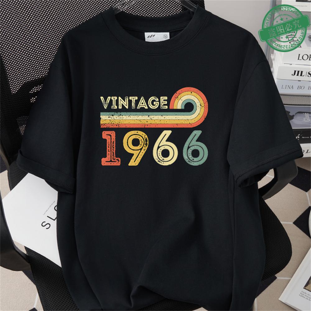 HighQuality Cotton TShirt for Men 1966 60th Birthday Unisex Loose Oversized Clothing O Neck Short Sleeve Tees Streetwear