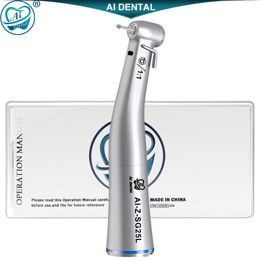 Dental Electric 1:1 Contra Angle Handpiece LED Stainless Body with External Cooling Irrigation Water AI-Z-SG25L