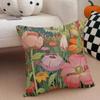 Colorful Spring Flower 2D Flat Printed Cushion Cover Aesthetic Botanical Throw Pillowcase For Home Living Room Chair Decor