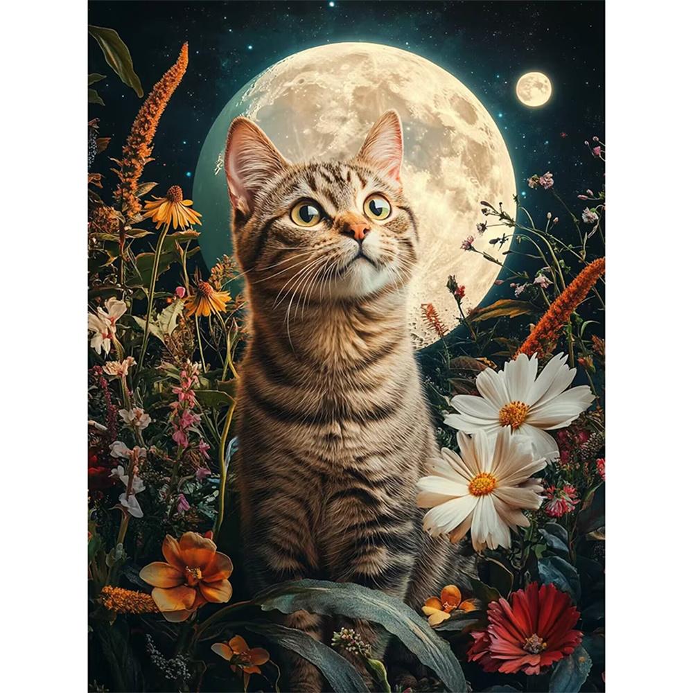 New Arrivals Diamond Embroidery Animal Kit Diy Drill Painting Cat Full Mosaic Moon Home Decor Art Handmade Gift