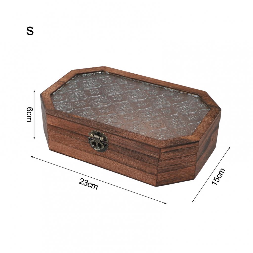 Handcrafted Solid Wood Storage Box with Elegant Begonia Flower Design