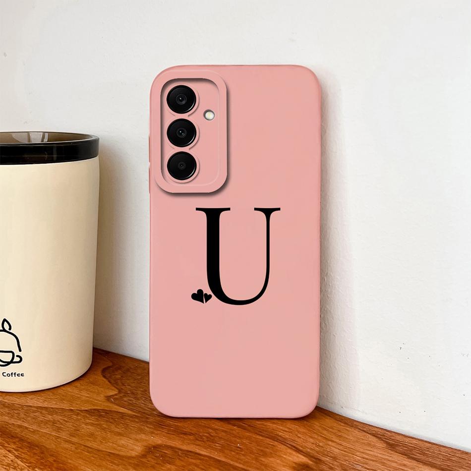 For Samsung Galaxy A17 A07 A37 A57 Phone Case Heart Letters Soft Liquid Silicone Back Cover Camera Protection High Quality Funda