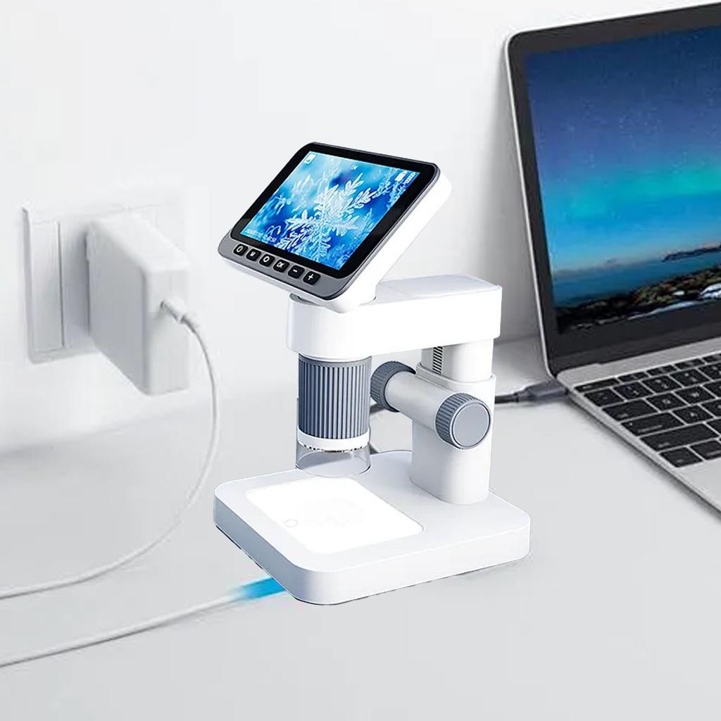 Electronic Microscope with 8 LED Lights 12MP 4.5 Inch Screen 5-32X Magnification Digital Magnifying Glass