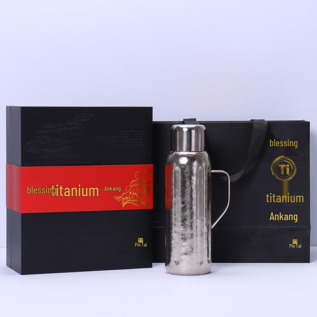 Pure Titanium Thermos Pot with Handle and Thermometer Lid – Insulated Cup for Tea, Home, and Office Use
