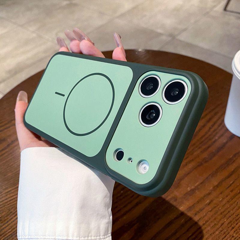 AI Camera Compatible Full Coverage Magnet Case for Apple iPhone 17 Pro Max - Skin-Feel Color Block Design