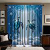 2pcs HD Sea Bottom Romantic Snowflake turtle diving decorative curtain Blue tie digital printed curtain Home Decoration style