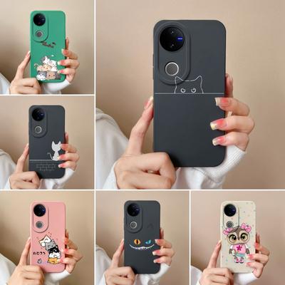 Niedliche Cartoon Katze Handyhülle Für Vivo IQOO Z10X Y53S V50 Y16 Y31 Y55 Y51 Y70 Quadratisch Flüssigsilikon Stoßfest Premium Schutzhüllen Für Vivo Hülle