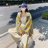 Women's 2026 Early Spring Retro Yellow Plaid Loose Shirt Jacket