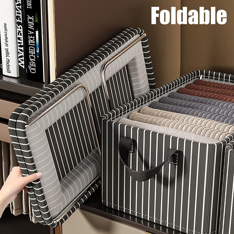 1pc Household Foldable Clothes Storage Box With Steel Frame Storage Box T-shirts And Trousers Storage Box