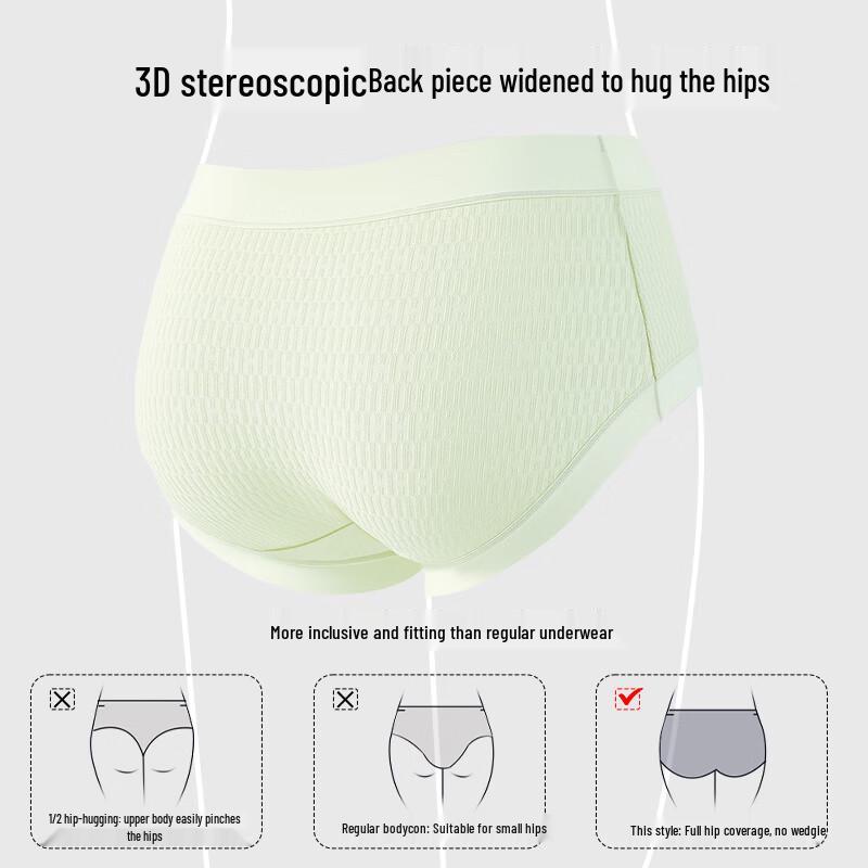 Mao Ren Women's Plus Size Antibacterial Cotton Jacquard Underwear 4-Pack