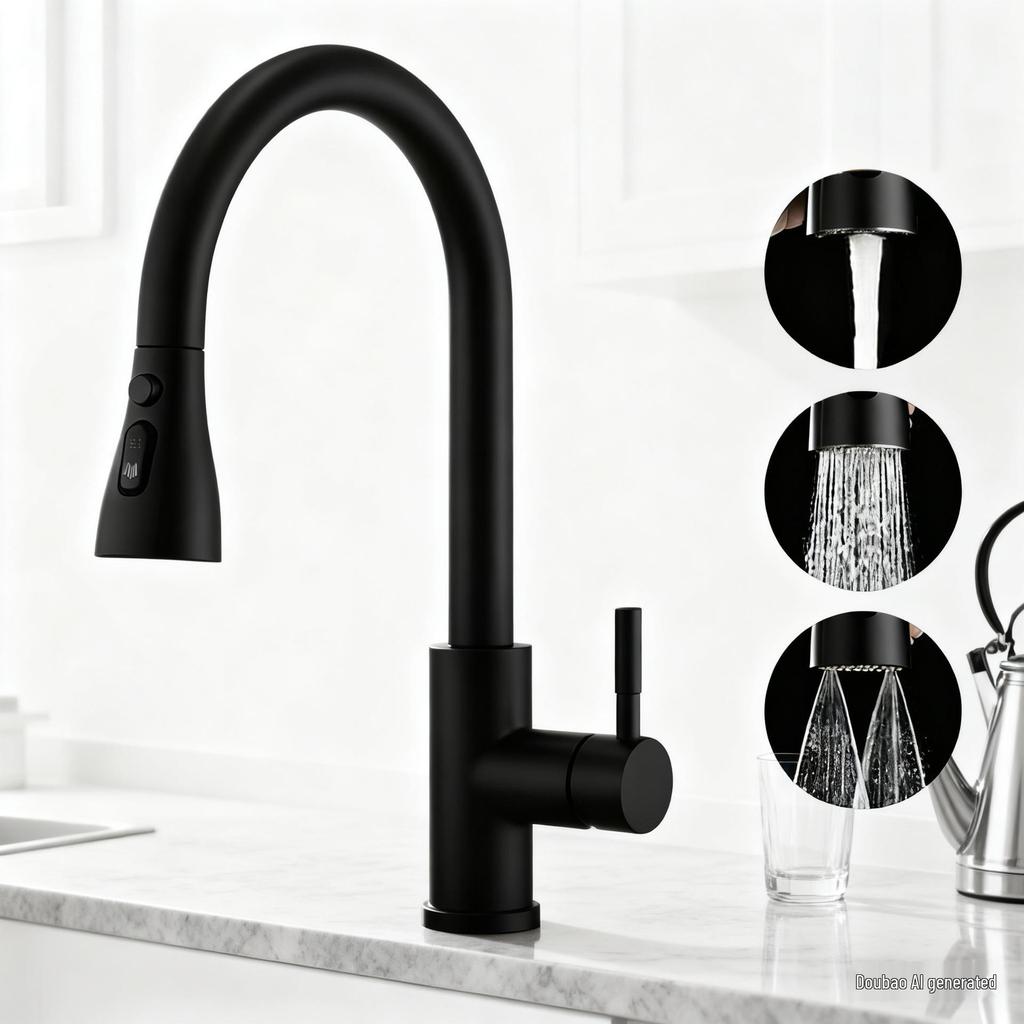 360° Rotatable Stainless Steel Kitchen Faucet with Pull-Out Sprayer for Hot and Cold Water
