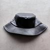 Vintage Pu Leather Bucket Hat With Wide Brim For Streetwear And Sun Protection