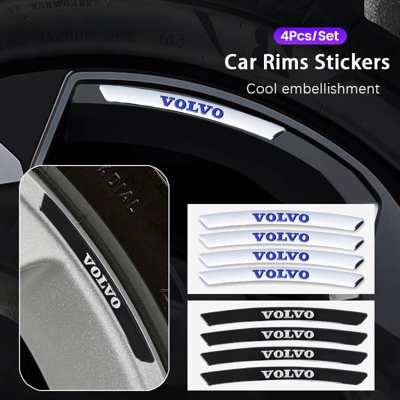 4Pcs Car Wheel Hub Metal Sticker Aluminum Alloy Decal For Volvo Xc60 Xc90 V40 V60 S60 V50 V90 S80 C40 XC40 V70 XC70 C30 EX90 C70