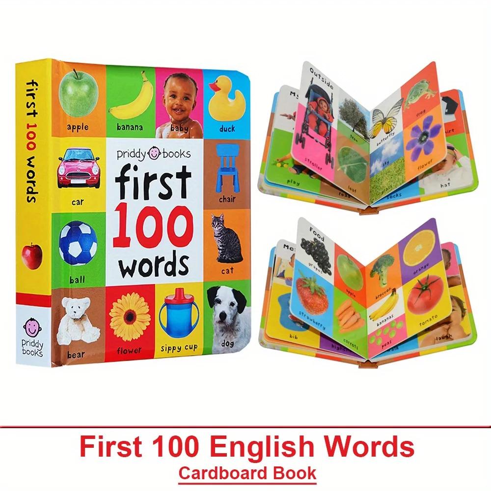 First 100 English Words Cardboard Book Language Learning Aids Vocabulary Building Bedtime Reading for Preschool