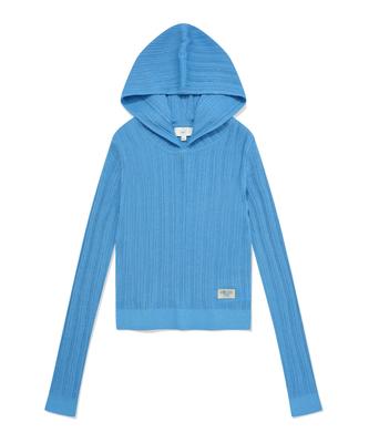 COVERNAT WOMAN Sheer Hoodie Knit Blue