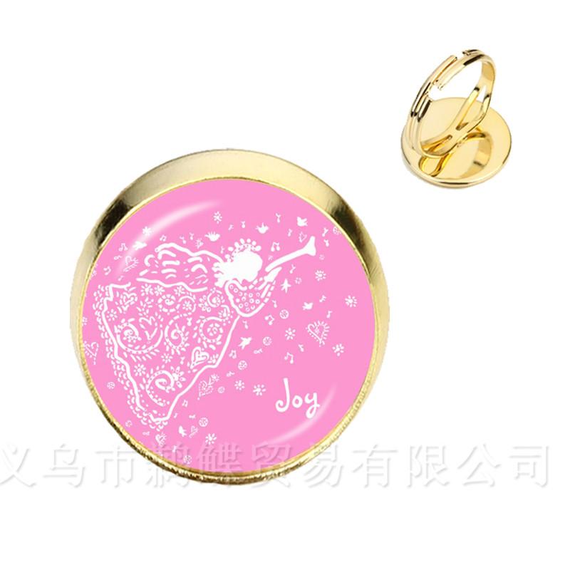 

Classical Cartoon Character Christmas Angel Glass Cabochon Adjustable Rings DIY Jewelry Wonderful Xmas Gifts Resizable