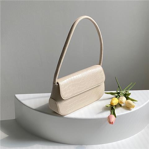 

Korean Style Faux Crocodile Pattern Sle Handbag Women Beige Leather Large Capacity Shoulder Bag Ladies High End Underarm Bag New 27x15x7cm бежевий
