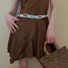 Vintage ethnic wind wood bead woven fringed waist chain bohemian belt clothing