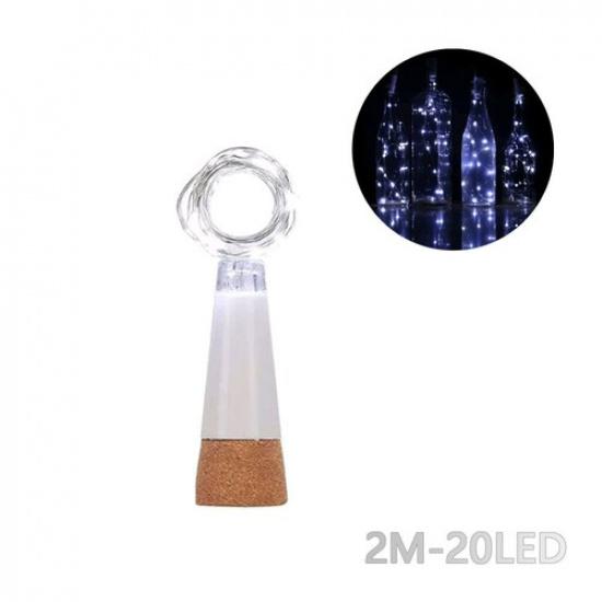 20-LED Bottle Cork Shaped String Fairy Lamp Night Lights Decor USB Rechargeable белый