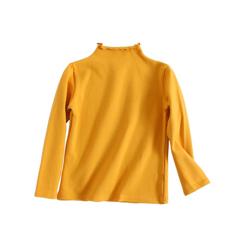 Girls' Long-Sleeve Ruffled T-Shirt with Half-High Collar - Black/White