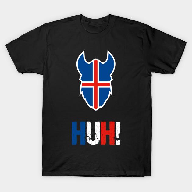 Men Black Print T-shirt Iceland Soccer Huh! Viking War Chant T-Shirt 2018 Island Football No-Cut Transfer Paper Print Cotton Tshirt S